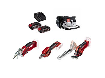 Kit Einhell con tagliarami forbici da pota tagliasiepi borsa 2 batterie + carica