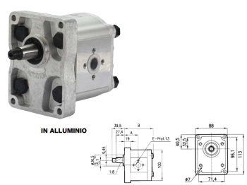 Cermag Pompa ad ingranaggi gruppo 2 versione standard albero conico pres. max 175 bar