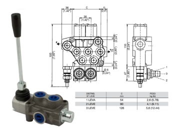 Distributore monoblocco in ghisa 1 leva 3/8 tipo ML predisposto per carry over