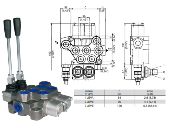 Distributore monoblocco in ghisa 2 leve 3/8 tipo ML predisposto per carry over