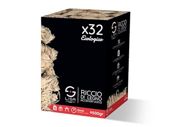 Ricci di legno accendifuoco ecologici 32 pezzi Lisa 55x25x25mm