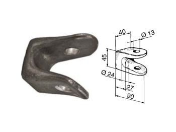 Forcella laterale per cerniera posteriore Ø 20mm 61286 Cermag