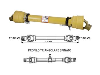 Albero cardanico categoria 4 Eurocardan profilo triangolare spinato