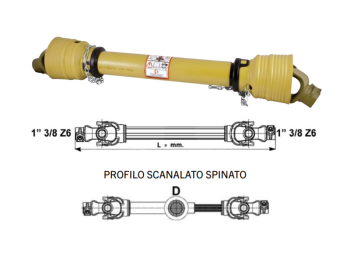 Albero cardanico categoria 6 Eurocardan profilo scanalato spinato Ø 35 cuna