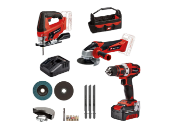 Kit TE-TK 18/3 Li Einhell trapano smerigliatrice e seghetto 4Ah Power X-Change